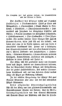 Der Königliche Hof, das geheime Kabinet, die Staatsbehörden und das Militair in Berlin