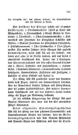 Der Königliche Hof, das geheime Kabinet, die Staatsbehörden und das Militair in Berlin