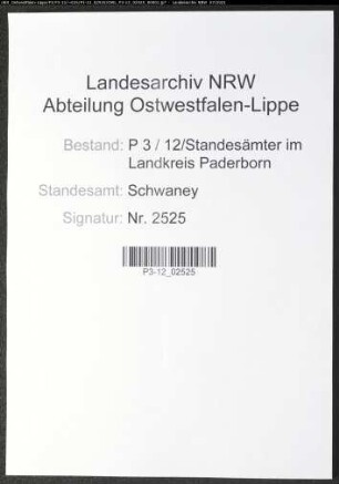 Sterberegister Standesamt Schwaney