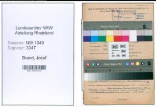 Entnazifizierung Josef Brand , geb. 07.11.1902 (Technischer Angestellter)