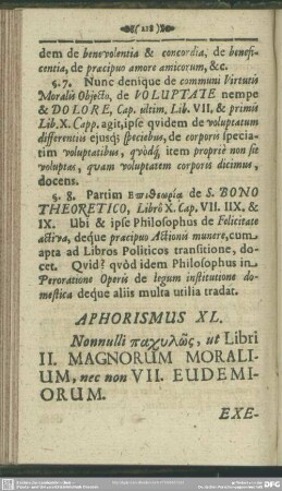 Aphorismus XL. Nonnulli pachylōs, ut Libri II. Magnorum Moralium, nec non VII. Eudemiorum