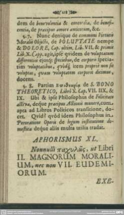 Aphorismus XL. Nonnulli pachylōs, ut Libri II. Magnorum Moralium, nec non VII. Eudemiorum