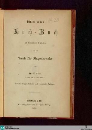 Diätetisches Koch-Buch : mit besonderer Rücksicht auf den Tisch für Magenkranke