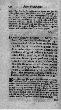 Novum systema chronologiae fundamentalis.