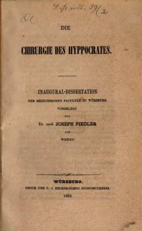 Die Chirurgie des Hyppocrates