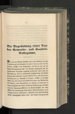 Die Begründung eines Landes Gewerbs- und Handels-Collegiums.