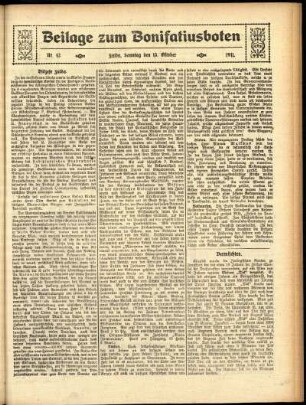 Zweite Ausgabe vom Sonntag, den 15. Oktober 1911.