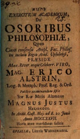Exercitium acad. de osoribus philosophiae