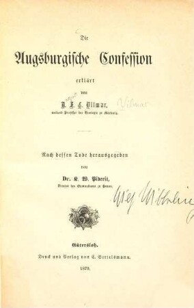 Die Augsburgische Confession