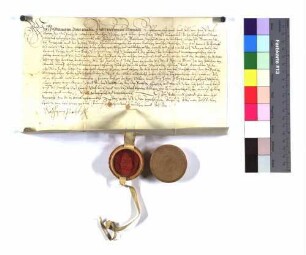 Propst Wolfgang zu Ellwangen: "Ant. Stiebern von Bronnen Erbbrief um ein Feldlehen im Haßlach". (Altrep. S. 55)