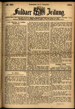 Ausgabe vom Samstag, den 08. September 1883.