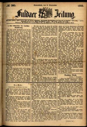Ausgabe vom Samstag, den 08. September 1883.