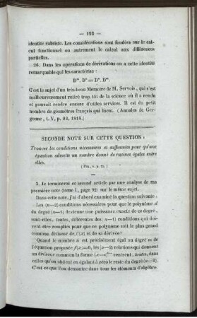Seconde note sur cette question.