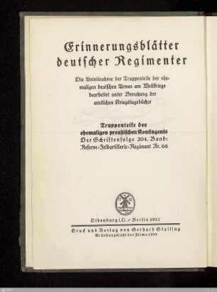 Geschichte des Res.-Feldartillerie-Regiments Nr. 66 im Weltkriege : bearbeitet auf Grund der amtlichen Kriegstagebücher