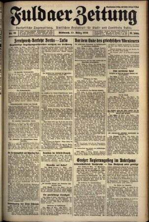Erste Ausgabe vom Mittwoch, den 13. März 1935.