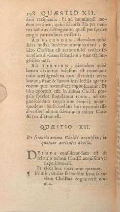 Quaestio XII. De scientia animae Christi acquisita, in quatuor articulos divisa.