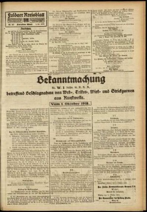 Zweite Ausgabe vom Dienstag, den 01. Oktober 1918.