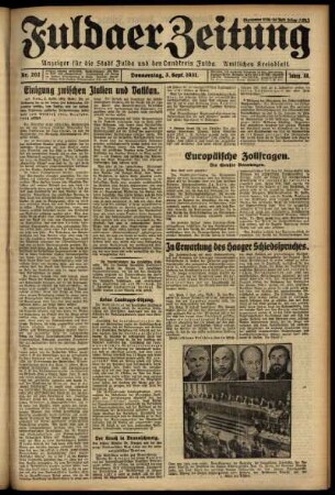 Erste Ausgabe vom Donnerstag, den 03. September 1931.