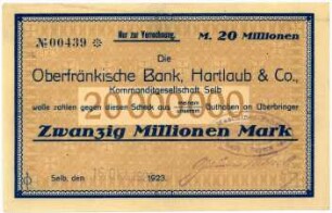 Geldschein / Notgeld, 20 Millionen Mark, 16.10.1923