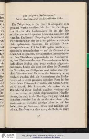 Die religiöse Gedankenwelt. Søren Kierkegaards in katholischer Sicht