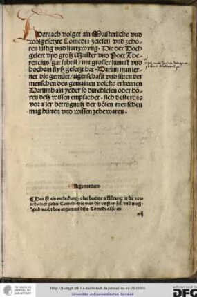[Eunuchus <dt.>] Hernach volget ain Maisterliche und wolgesetzte Comedia ...