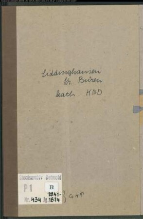 Kirchenbuchuplikat der katholischen Gemeinde Siddinghausen, Kreis Büren (GHT 1841-1874) (Gemeinde: Katholische Gemeinde Siddinghausen)