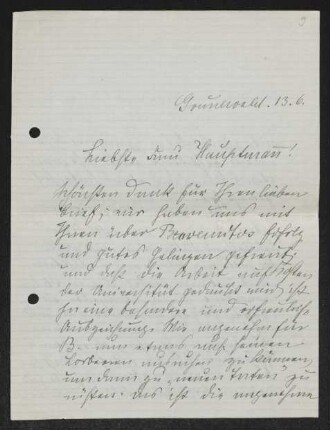 Brief von Hedwig Fischer an Margarete Hauptmann