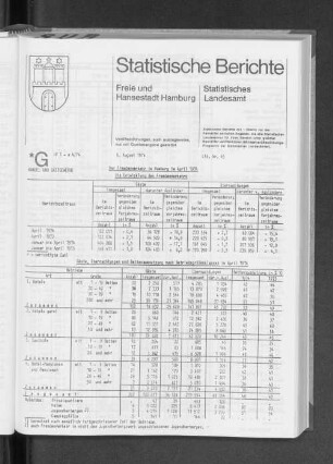 Der Fremdenverkehr in Hamburg im April 1974 : Lfd. Nr. 45