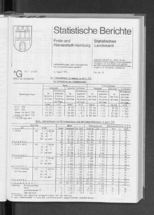 Der Fremdenverkehr in Hamburg im April 1974 : Lfd. Nr. 45