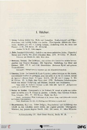 I. Bücher (Nr. 1-110)
