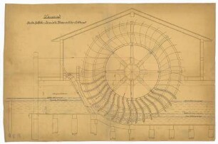 Technische Zeichnung : Wasserrad für die Gräflich-Lynar´sche Wassermühle in Lübbenau