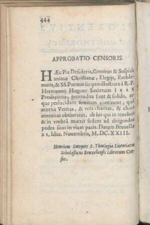 Approbatio Censoris.