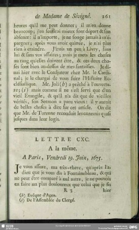 Lettre CXC. A la même. A Paris, Vendredi 19. Juin, 1675