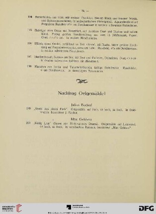 Nachtrag Oelgemälde (Nr. 199-200)