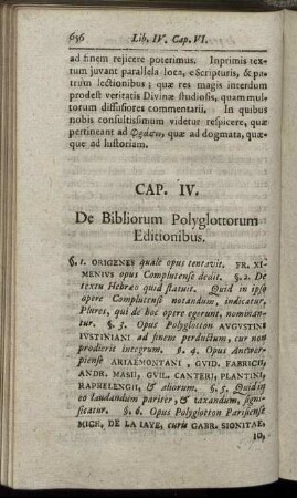 Cap. IV. De Bibliorum Polyglottorum Editionibus
