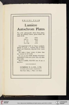 Lumière N. A. Co. [Lumière Autochrom Plates]
