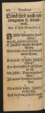 Danck-Lied nach entpfangenem H. Abendmahl
