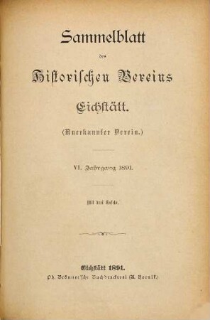 Sammelblatt. 6. 1891