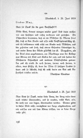 190 Wandsbeck, d. 20. Juni 1810