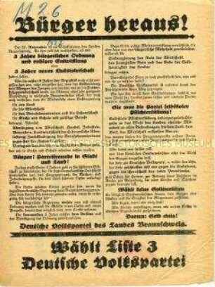 Wahlaufruf der Deutschen Volkspartei des Landes Braunschweig