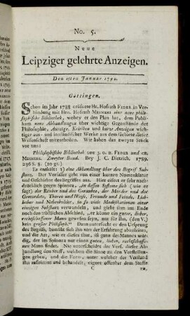 No. 5. Den 15ten Januar 1790.