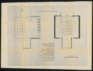 Nationaltheater, Mannheim: Bühnengrundriss und Bühnenlängsschnitt 1:100