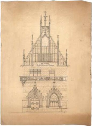 Billing, Hermann; Bretten (Baden-Württemberg), Marktplatz; Melanchthonhaus - Fassade mit Inschrift (Entwurf)