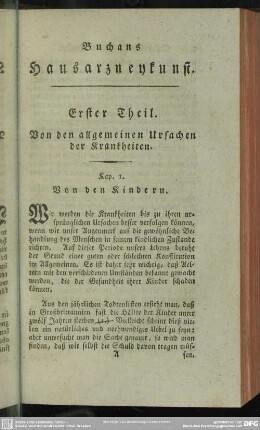 Erster Theil. Von den allgemeinen Ursachen der Krankheiten