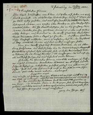 [Brief des Barons von Asch an Heyne vom 23.01./04.02.1802]