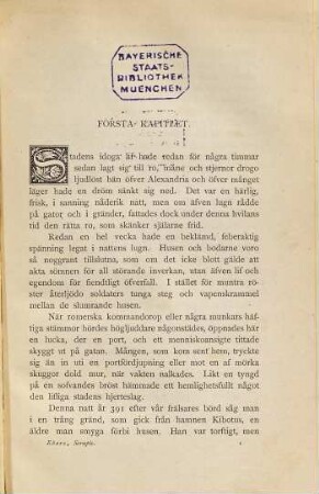 Serapis : Historisk roman af Georg Ebers. Auktoriserad öfversättning