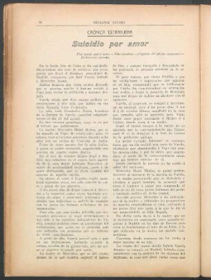 Crónica extranjera - Suicido por amor