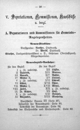 V. Deputationen, Kommissionen, Ausschüsse und dergleichen