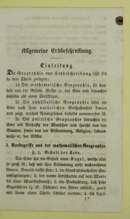 I. Vorbegriffe aus der mathematischen Geographie