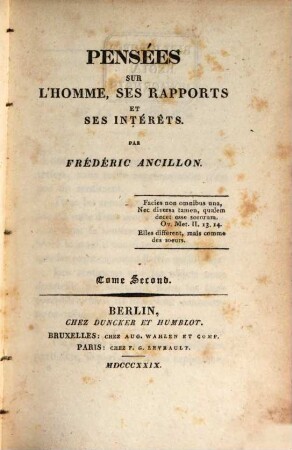 Pensées sur l'homme, ses rapports et ses intérêts, 2